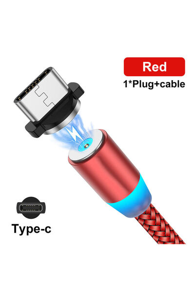 Choice كابل USB مغناطيسي LED أحمر من النوع C من NNBILI بقوة 2.4 أمبير لأجهزة ...