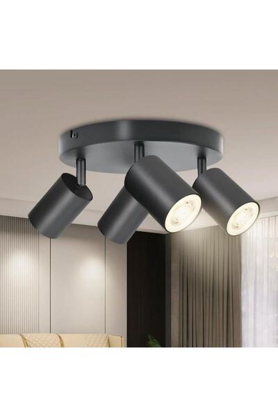 Choice مصباح سقف أسود 4 لمبات GU10، كشاف، مخصص لغرفة المعيشة وغرفة النوم والمطبخ، بدون