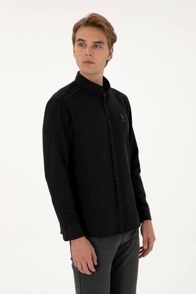 U.S. Polo Assn. Men's Black Long Sleeve Basic Shirt 50307668-Vr046
