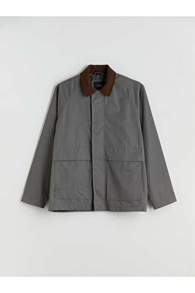 LC Waikiki Ανδρικό παλτό με γιακά πουκάμισο χακί άνετο και ελαφρύ