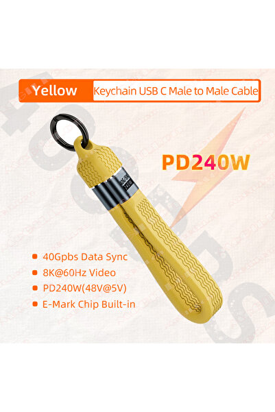 Choice كابل أصفر بطول 13.7 سم مع غطاء كابل شحن USB C 240 وات لـ iPhone 16 كاب...