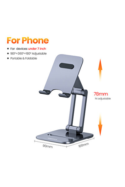 Choice1 للهاتف حامل هاتف Rocoren حامل هاتف محمول قابل للطي حامل معدني للكمبيوتر اللوحي دعم لـ iPho