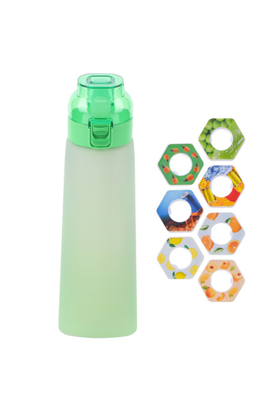 Alloet 650 مل أخضر 650 مل زجاجة مياه معطرة مانعة للتسرب مع 7 كبسولات نكهة Air...