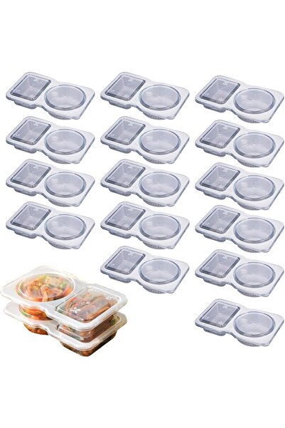 Choice One Size B-15pcs 5/15/25/35 Pcs Double Compartment Seasoning Container With Lid Portable Compartment
