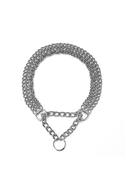 Choice M 2.5X55CM Silver Strong Dog Chain Collar Chew Proof Triple Row Chain Adjustable Walking Collar Meta