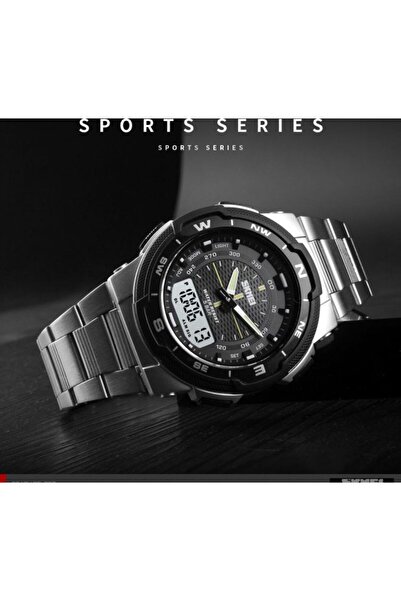 Skmei Stainless Steel Digital Wrist Watch 1370 - 47 mm - Silver