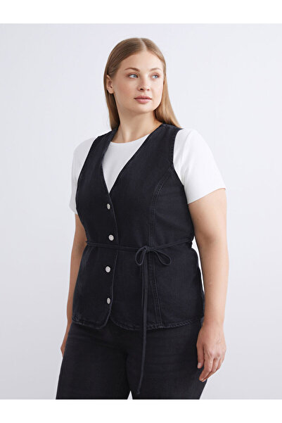 LC Waikiki Sparkling Choices from Shining Store |   V-Neck Women's Jean Vest