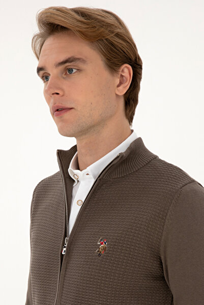 U.S. Polo Assn. Erkek Vizon Basic Triko Hırka 50307800-VR052