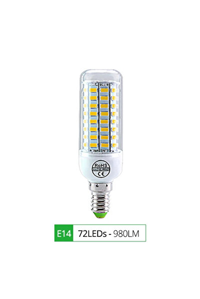 Choice مصباح LED أبيض بارد E14-72LEDs مصباح LED ذرة 220V E14 E27 مصباح قوي 27...