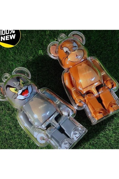 Choice 3PCS Protective Case For Bearbrickly 100% Transparent Building Block Bear Keychain Bear Brick Key Ch