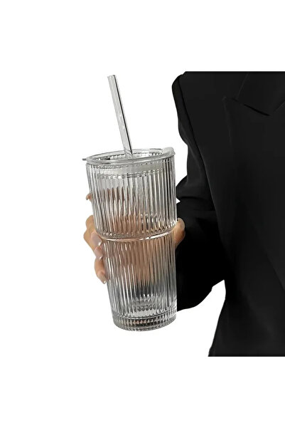 Choice 601-700 مل مع غطاء كوب زجاجي جديد 600 مل شفاف مع غطاء وقشة قهوة مثلجة