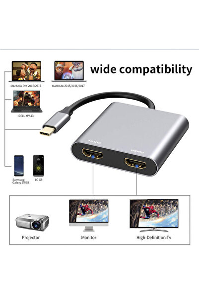 Choice محول USB C إلى HDMI مزدوج 4K@60hz من النوع C إلى HDMI لمقسم شاشتين لجهاز MacBook Air/Pro M