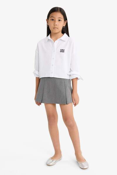 DeFacto Girl's Poplin Shorts Skirt with Elastic Waist F2637A825Au