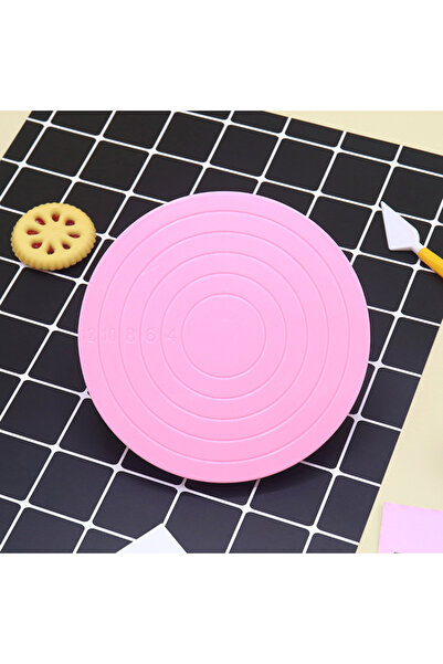 Choice طاولة دوارة للكعك الوردي DIY منصة دوارة صغيرة من البلاستيك للكعك الفون...