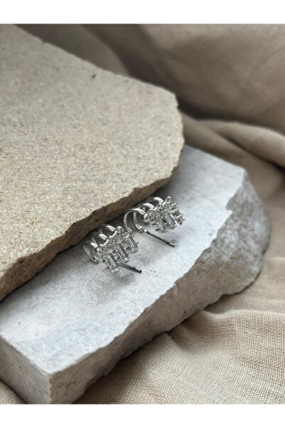 nunu takı أقراط متعددة الأشكال مرصعة بالأحجار الكريمة باللون الفضي