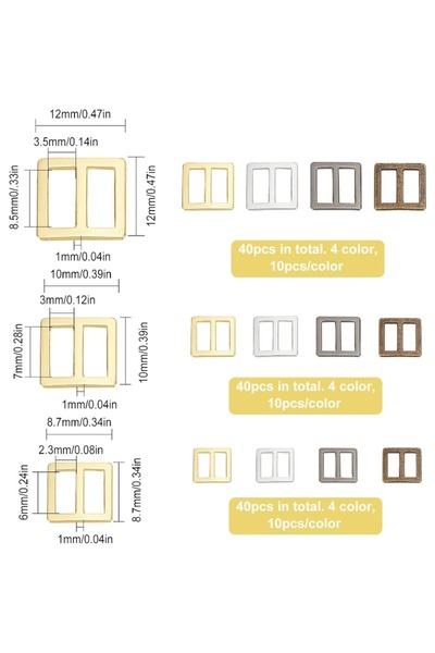 Choice AECH06-08705 120 قطعة 4 ألوان خياطة صغيرة Tri-Glide أبازيم (8mm 10mm 1...