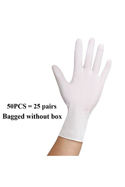 Choice S White 50PCS قفازات بيضاء من النتريل يمكن التخلص منها خالية من البودر...