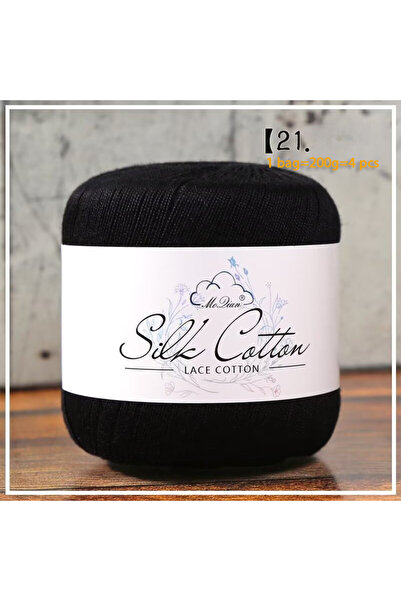 Choice 21 خيط كروشيه أسود ناعم من القطن والحرير، وزن 200 غرام، مناسب للكروشيه...