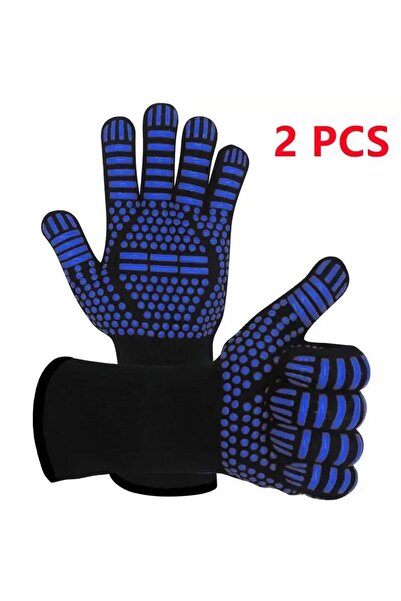 Choice قفازات شواء زرقاء 2 قطعة مقاومة للحرارة قفازات مطبخ سيليكونية مقاومة ل...