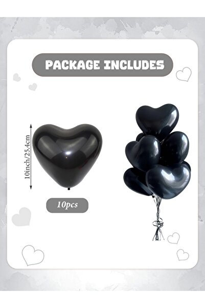 Choice 10 بوصة 10 قطع 10 قطع 10 بوصة بالونات قلب سوداء وبيضاء لحفلات الزفاف ،...