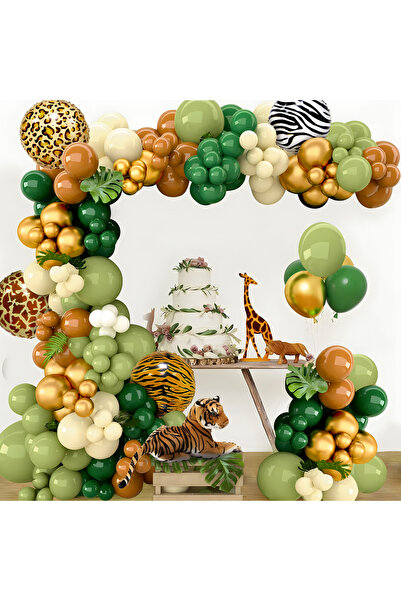 Choice مجموعة بالونات CY528Jungle Jungle Animal Balloon Garland Arch Kit 1st Birthday Party Decoration Kids Bo