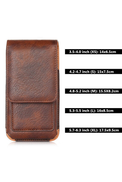 Choice جراب جلد بني عالمي (XL) مقاس 5.7-6.3 بوصة لهاتف آيفون، حقيبة خصر رجالي...