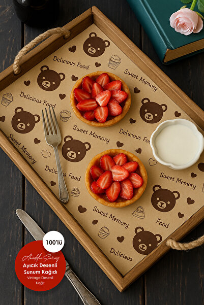 Anadolu Saray 100 ADET Kendinden Ayıcık Baskılı Vintage Desenli Kağıt | 100 A...