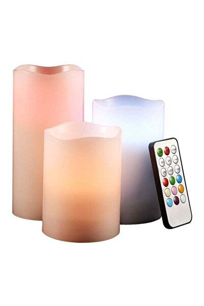 luma شموع بدون لهب من الشمع الحقيقي، 3 قطع، مع جهاز تحكم عن بعد، لون كريمي، 6...