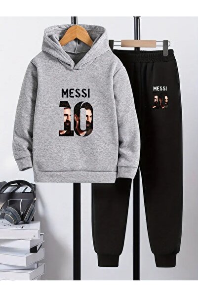 Cevval Children's Printed Hooded Sweatshirt and Sweatpants Set 3 Thread Raster for Autumn/Winter