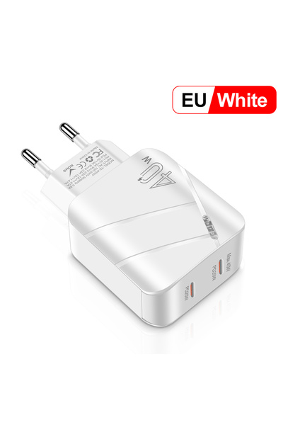 Choice مقبس EU أبيض إجمالي 40 واط شاحن USB C شاحن سريع شاحن PD مزدوج من النوع...