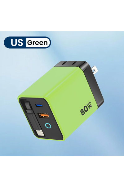 Choice شاحن هاتف USB من النوع C سريع الشحن 80 واط باللون الأخضر مع كابل USB C تلسكوبي لأجهزة iPhone 16 1