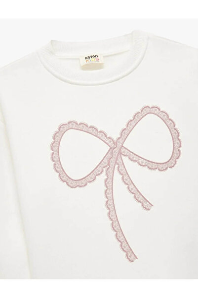 Koton Şardonlu Fiyonk Baskılı Ekru Kız Çocuk Sweatshirt 6Wkg10209Ak