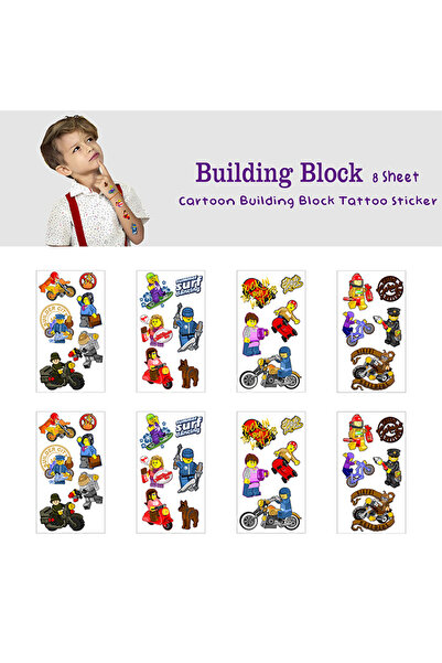 Miniso مجموعة ملصقات ليجو (8 أوراق) - لوازم حفلات أعياد الميلاد - ملصقات مؤقت...