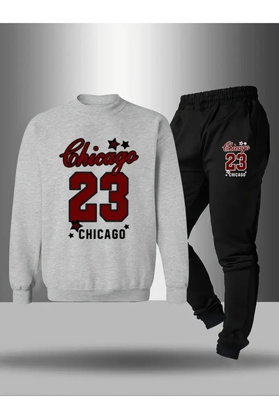 CROPSEL Children's Printed Crew Neck Sweatshirt and Sweatpants Set 3 Thread Raster for Autumn/Winter