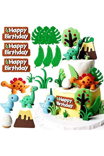 Choice 16 قطعة من زينة كعكة الديناصورات الصغيرة الفاخرة، زينة كب كيك الديناصو...