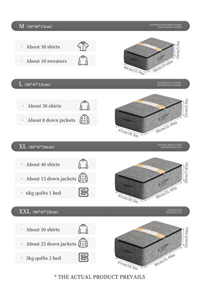 Choice XL Grey Extra - large Capacity Underbed Clothing Storage Bag: Foldable, for Quilts, Blankets, Pants