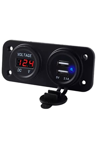 Avex Voltmetru cu 2 x porturi incarcare USB, pentru vehicule offroad, ATV, SS...