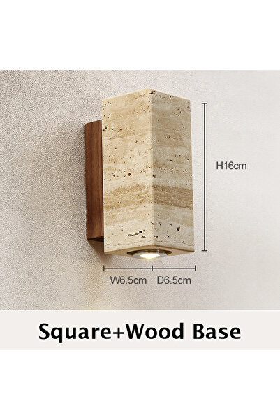 Choice أبيض دافئ 65x65x160MM مربع X قاعدة من خشب الجوز Wabi Sabi مصباح حائط من الرخام الأصفر مصباح سرير LED اليابان Bedr