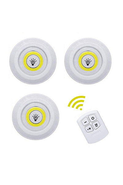 Choice 1 جهاز تحكم عن بعد 3 مصابيح إضاءة مطبخ لاسلكية مع جهاز تحكم عن بعد مصباح ليلي قابل للتعتيم يعمل بالبطارية