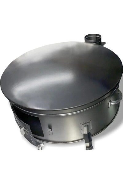 AtasoyTicaret 70 cm Ekmek Yufka Gözleme Bazlama Sobası Cift Saclı Soba Olarak Kullanım Ters Cevirip Et Kavurma