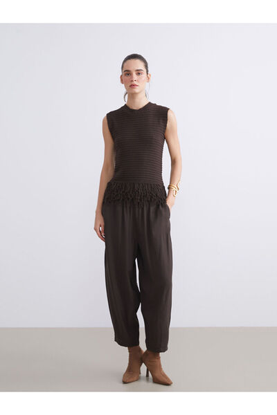 LC Waikiki Brown Elastic Waist Women's Trousers