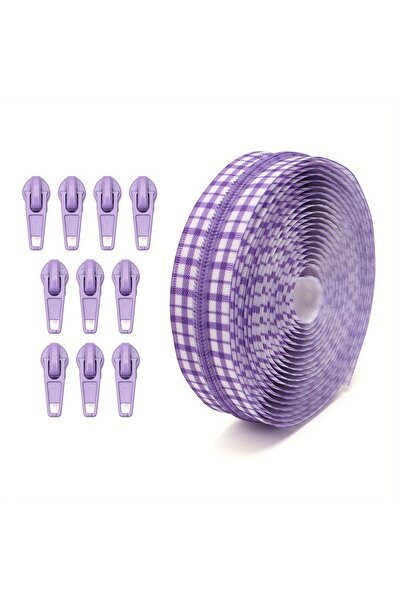 Choice 5# Plaid zipper, 1set, purple plaid nylon zipper,