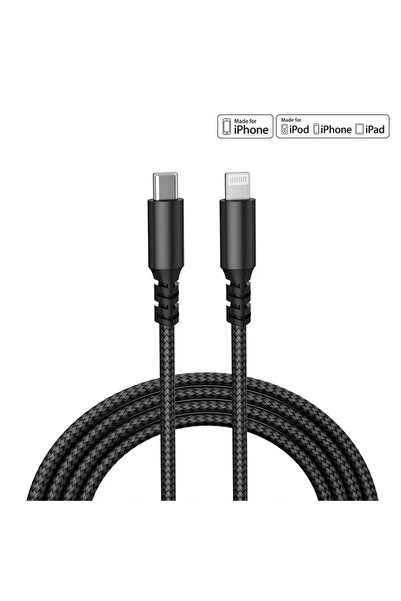 Choice 3M 1PC أسود 1M 2M 3M نوع C إلى Lightning كابل بيانات شحن سريع معتمد من MFI 20W نايلون مضفر C