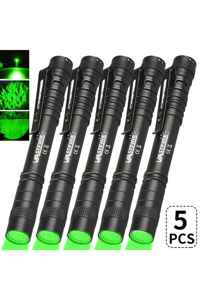 Choice غير مدرج تركيز ثابت أسود أخضر 5 قطع 1/2/5 قطع مصابيح يدوية محمولة باللون الأخضر مصباح قلم جيب