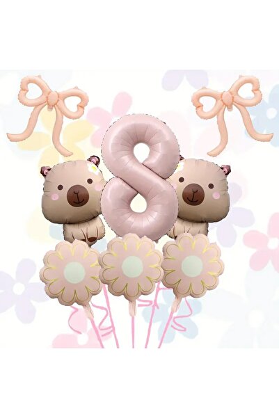 DÜVENCİ TİCARET Papatya Kapibara folyo balonlu 6 lı yaş balon set