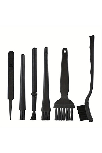 Choice فرشاة صغيرة محمولة مضادة للكهرباء الساكنة باللون الأسود، مكونة من 6 قطع، مصنوعة من النايلون الآمن، وفرشاة من الألياف، وفرشاة غبار للوحة المفاتيح واللوحة الأم