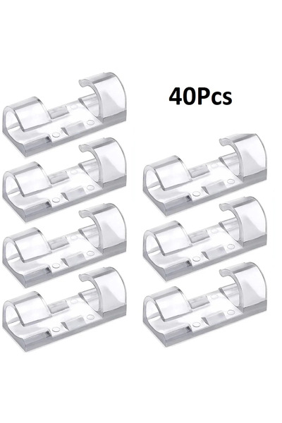 Choice مشبك شفاف 40 قطعة 20/40 قطعة مشابك لتنظيم الكابلات إدارة الكابلات مدير...
