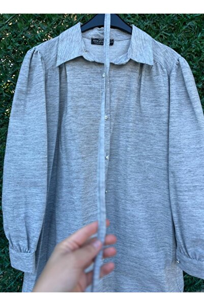 MİHRANA Kuşaklı Çizgili Tesettür Uzun Kol Gömlek