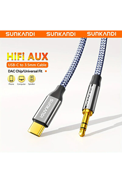 Choice كابل سماعات رأس SUNKANDI USB C إلى 3.5 مم بطول 1.2 متر، كابل صوت ستيري...