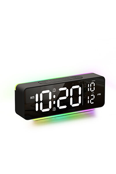 Choice black LED Digital Alarm Clock with Night Light Electronic Clock Displaying Date Time for Bedroom Off